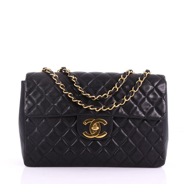 Chanel Vintage Classic Single Flap Bag Quilted Lambskin Maxi Black 3731610