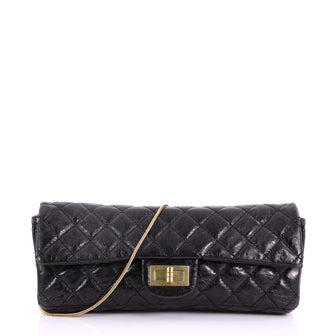 Chanel East West Reissue Clutch Quilted Glazed Calfskin Small Black 37316114