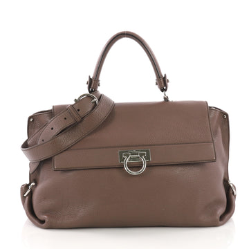 Salvatore Ferragamo Model: Sofia Satchel Grainy Leather Large Brown 37316/124
