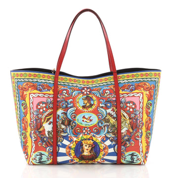 Dolce & Gabbana Miss Escape Open Tote Printed Saffiano Leather Red 37316126