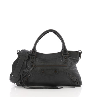 Balenciaga First Classic Studs Handbag Leather Gray 37316140