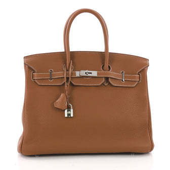 Hermes Birkin Handbag Brown Clemence with Palladium 37316147