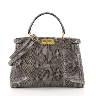 Fendi Peekaboo Handbag Python Regular Brown 37316165