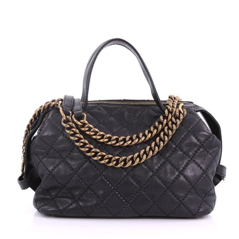 Chanel Chain Bowling Bag Quilted Calfskin Medium Black 37316172