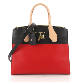 Louis Vuitton City Steamer Handbag Leather MM Red 37316183