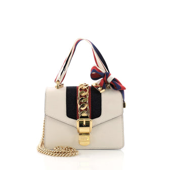 Gucci Sylvie Chain Shoulder Bag Leather Mini White 37316184