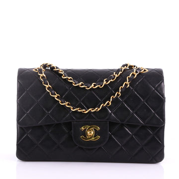 Chanel Vintage Classic Double Flap Bag Quilted Lambskin Small Black 373161