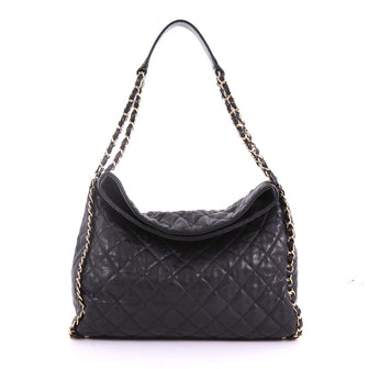 Chanel Chain Me Hobo Quilted Leather Large Black 3731633