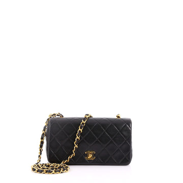 Chanel Vintage 3 Way Full Flap Bag Quilted Lambskin Mini Black 3731654