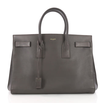 Saint Laurent Sac de Jour Handbag Leather Large Gray 3731668