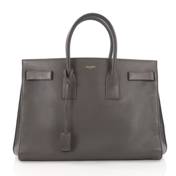 Saint Laurent Sac de Jour Handbag Leather Large Gray 3731668