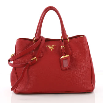 Prada Model: Convertible Shopping Tote Vitello Daino Medium Red 37316/85
