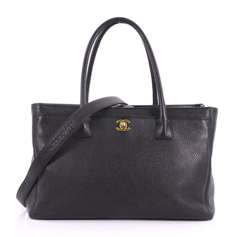 Chanel Cerf Executive Tote Leather Medium Black 3731693