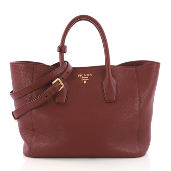 Prada Twin Shopping Tote Vitello Daino Medium Red 3732711