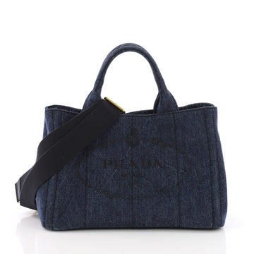 Prada Canapa Convertible Tote Denim Mini Blue 3732712