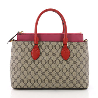 Gucci Linea A Convertible Tote GG Coated Canvas Small Brown 373278