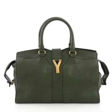 Saint Laurent Chyc Cabas Tote Leather Medium Green 373311