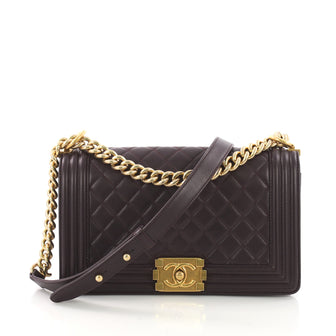 Chanel Boy Flap Bag Quilted Lambskin Old Medium Purple 373391