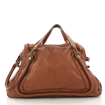Chloe Paraty Top Handle Bag Leather Large Brown 373471
