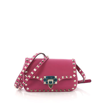 Valentino Rockstud Flip Lock Flap Bag Leather Mini Pink 373521