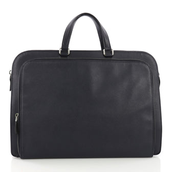 Prada Travel Briefcase Saffiano Leather Blue 373532