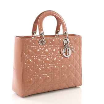 Christian Dior Lady Dior Handbag Cannage Quilt Patent Pink 373571