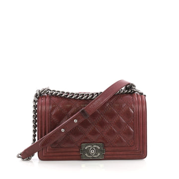 Chanel Double Stitch Boy Flap Bag Quilted Calfskin Old Medium