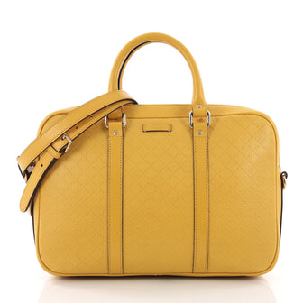 Gucci Model: Bright Convertible Briefcase Diamante Leather Medium Yellow 37362/1