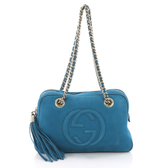 Gucci Model: Soho Chain Zipped Shoulder Bag Nubuck Small Blue 37362/5