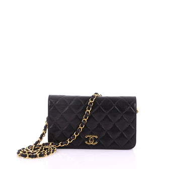 Chanel Vintage 3 Way Full Flap Bag Quilted Lambskin Mini Black 37370100