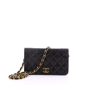 Chanel Vintage 3 Way Full Flap Bag Quilted Lambskin Mini Black 37370100