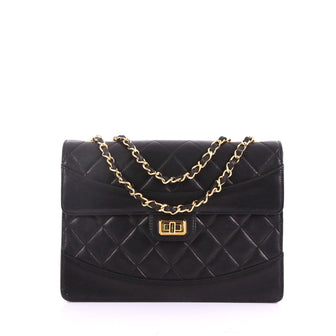 Chanel Vintage Mademoiselle Flap Bag Quilted Lambskin Medium Black 37370118