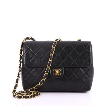Vintage Square CC Flap Bag Quilted Leather Small