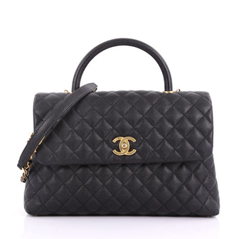 Coco Top Handle Bag Quilted Caviar Medium