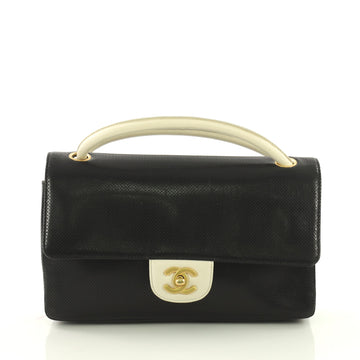 Chanel Vintage CC Flap Shoulder Bag Perforated Leather Medium Black 37370134