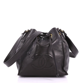 Chanel Vintage CC Drawstring Bucket Bag Lambskin Small 37370138