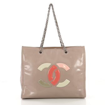 Chanel Lipstick Open Tote Patent Vinyl Large Pink 37370143