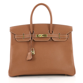 Hermes Birkin Handbag Brown Courchevel with Gold 37370148