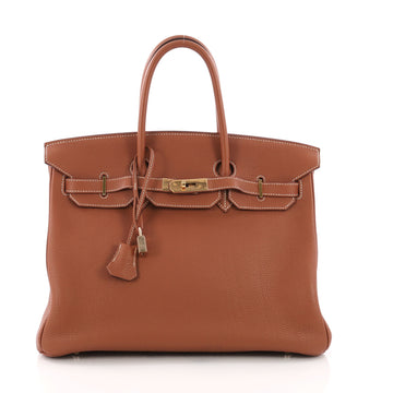 Hermes Birkin Handbag Brown Togo with Gold Hardware 35 37370149