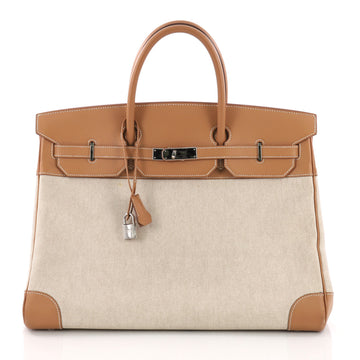Hermes Birkin Handbag Toile and Brown Chamonix with 37370152