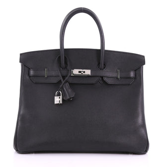 Hermes Birkin Handbag Black Epsom with Palladium Hardware 35 Black 37370154