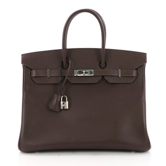 Hermes Birkin Handbag Brown Epsom with Palladium 37370156