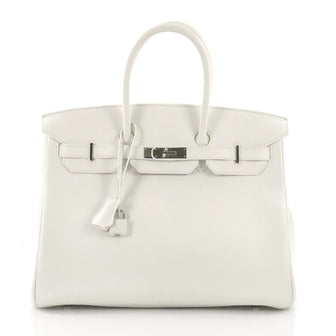 Hermes Birkin Handbag White Clemence with Palladium 37370157