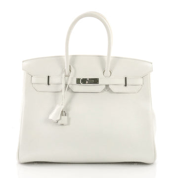 Hermes Birkin Handbag White Clemence with Palladium 37370157