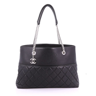 Chanel CC Charm Open Shopping Tote Quilted Lambskin 37370160