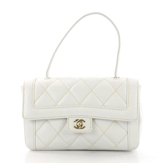 Chanel Surpique Top Handle Flap Bag Quilted Leather 37370163