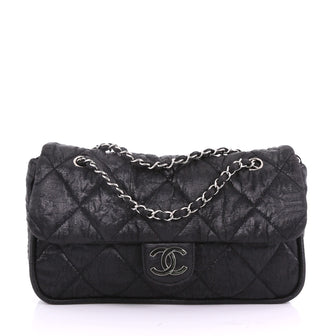 Chanel Le Marais Ligne Flap Bag Quilted Coated Canvas Medium Black 37370167