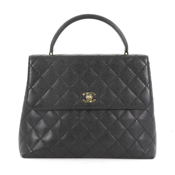 Vintage Classic Top Handle Flap Bag Quilted Caviar Jumbo