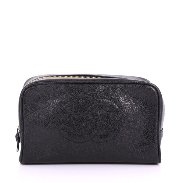 Chanel Vintage Timeless Toiletry Pouch Caviar Black 37370218