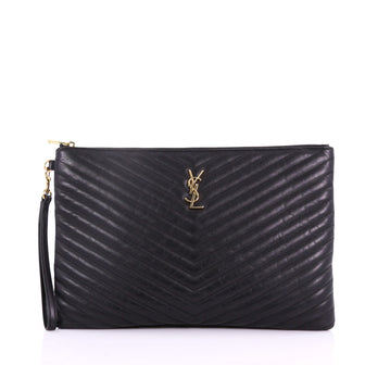 Saint Laurent Classic Monogram Wristlet Pouch Matelasse 37370235